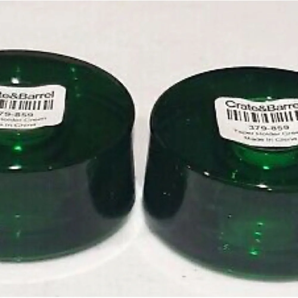 Crate & Barrel set of 12 Taper Candle Holder Round Glass